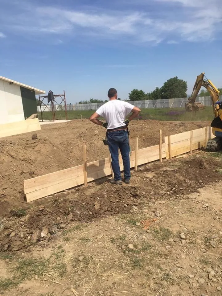 Checking the formwork for the second building.